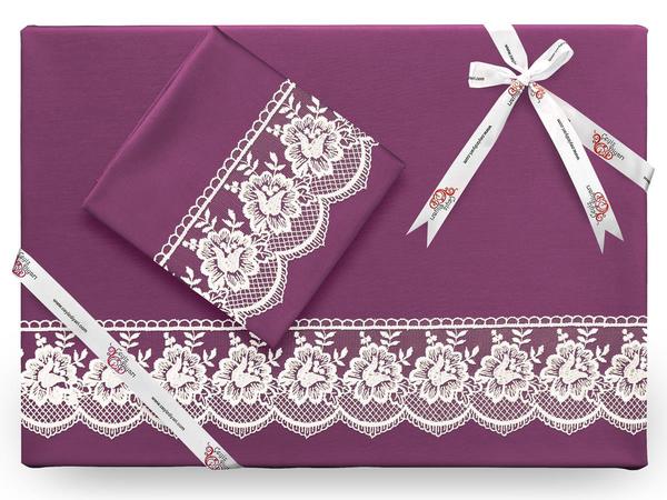 Lalezar Plain Französisch geschnürten Bettbezug Set Pflaume