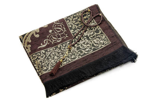 Lüks Osmanlı Şönil Seccade Tesbih Hediyeli Kahverengi