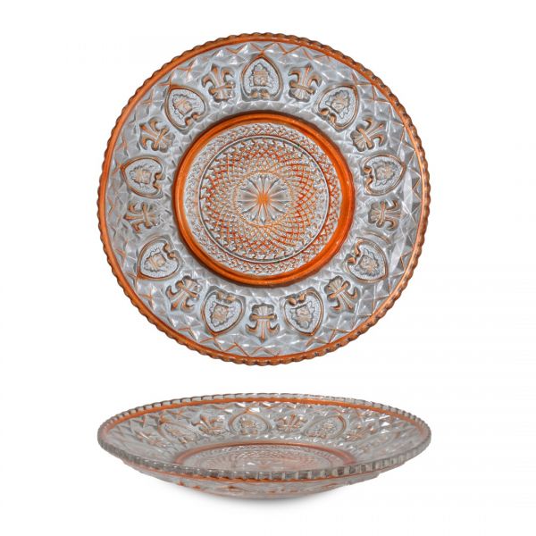 İpek | Varak Yaldız Orange 6'lı Cam Pasta Tabağı 14 cm | RB-5