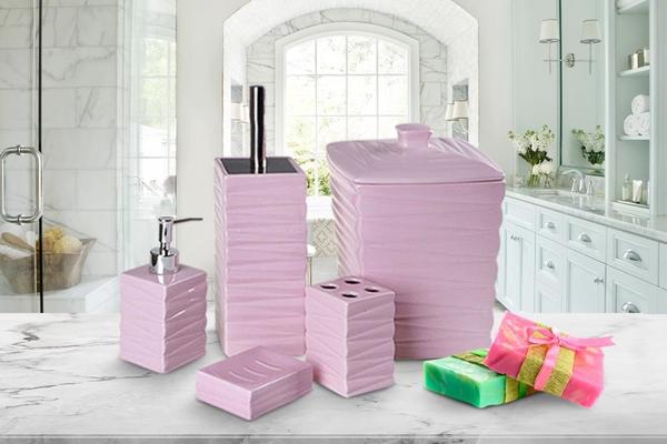 Duygu Classy Banyo Seti 5 Parça Pembe