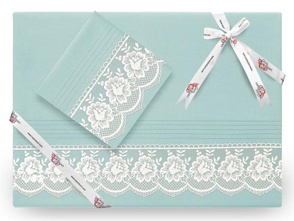Lalezar Luxury French Laced Duvet Cover Set Mint