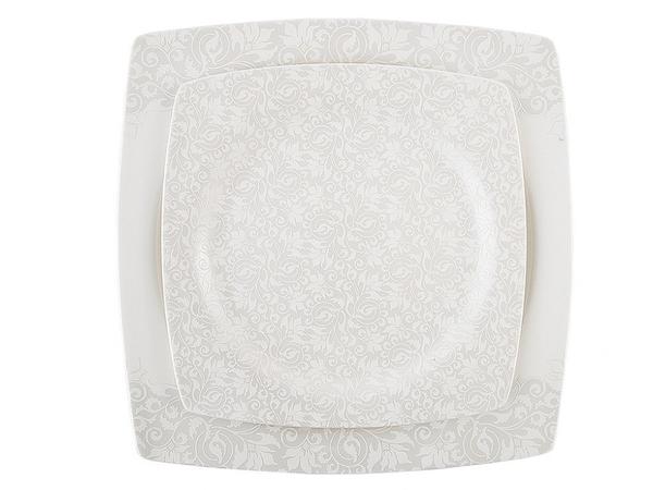 Taç Elegance İvory 85 Parça Bone Yemek Takımı | Kare | Çiçekli | 12 Kişilik | TAC-1676