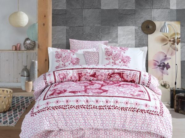 Escoda Doppel-Bettbezug-Set Weinrot