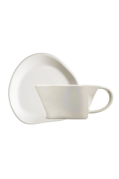 Kütahya Porselen Skallop 4 Parça Çay Seti Krem