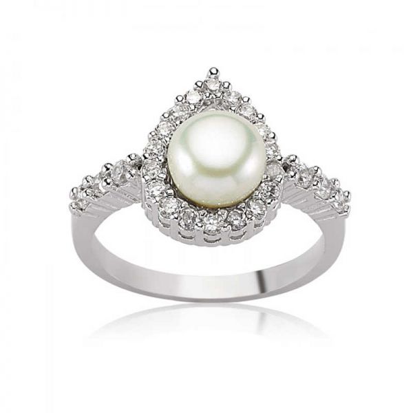 Gümüş Damla İnci Bayan Yüzük