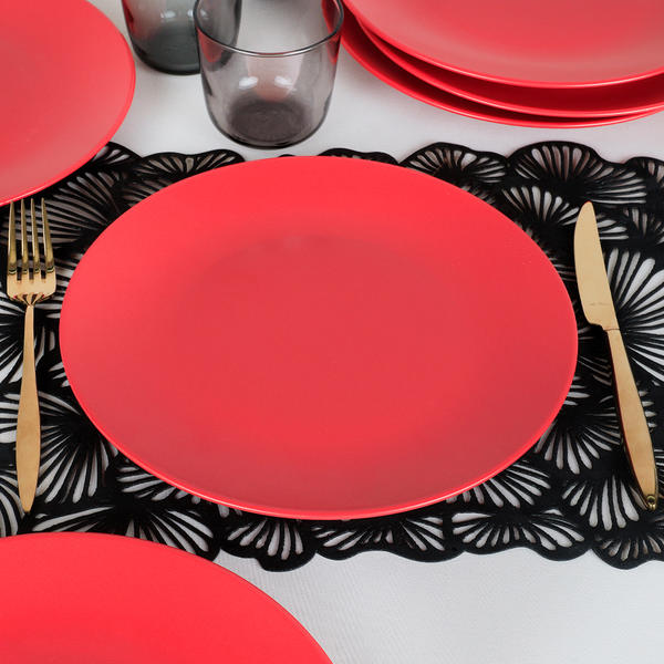 Matte Red Aegean Service Plate 25 Cm 6 Pieces | Keramika