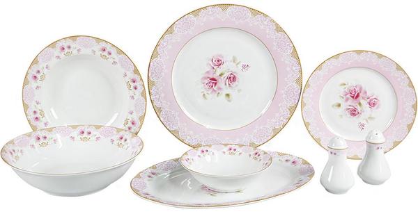 Schäfer 28 Parça Porselen Yemek Takımı Pembe Çiçekli Yuvarlak | 6 Kişilik | 30992