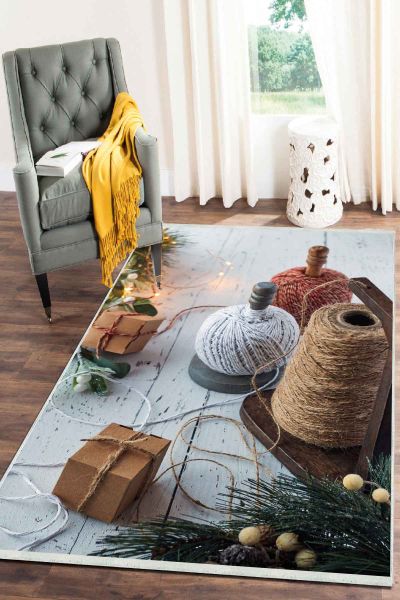 Birkilim Yıkanabilir Dekoratif Halı İpeksi Kaymaz Taban | MLN-IP-SD-147