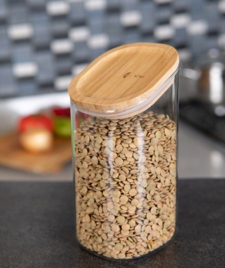 Acar | Beveled Glass Jar With Bamboo Lid 0,75 Lt