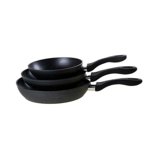 Duygu Granitguss Bratpfannen Set | 3 Teilig | Schwarz