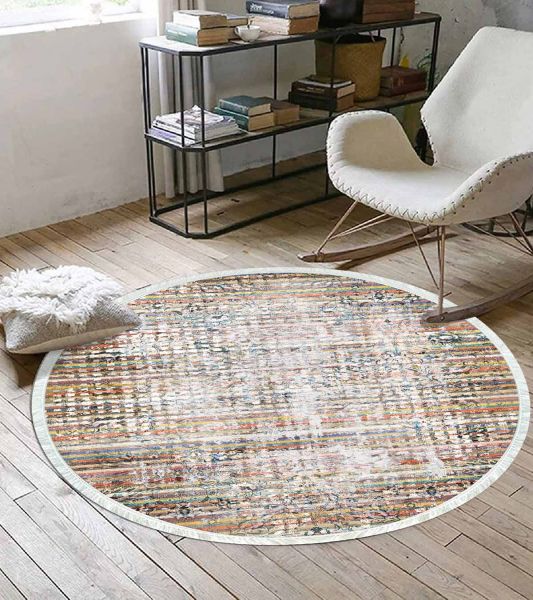 Birkilim Yuvarlak Yıkanabilir Dekoratif Halı İpeksi Kaymaz Taban | MLN-IP-YU-SD-230