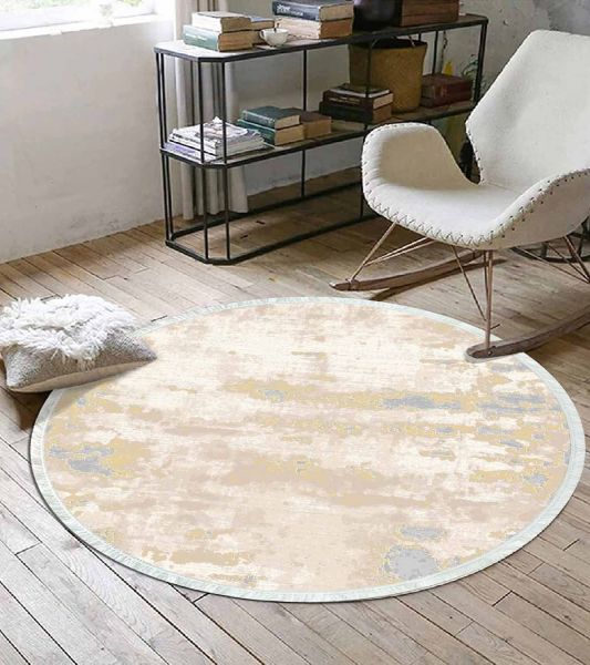 Birkilim Yuvarlak Yıkanabilir Dekoratif Halı İpeksi Kaymaz Taban | MLN-IP-YU-HT-095