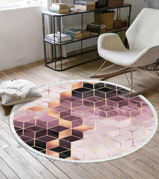 Birkilim Yuvarlak Yıkanabilir Dekoratif Halı İpeksi Kaymaz Taban | MLN-IP-YU-HT-323