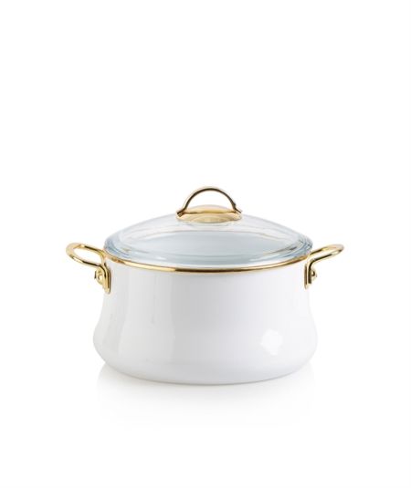 Acar Cuisine | Batterie de cuisine émaillée Qualita 22 Cm New Form Blanc
