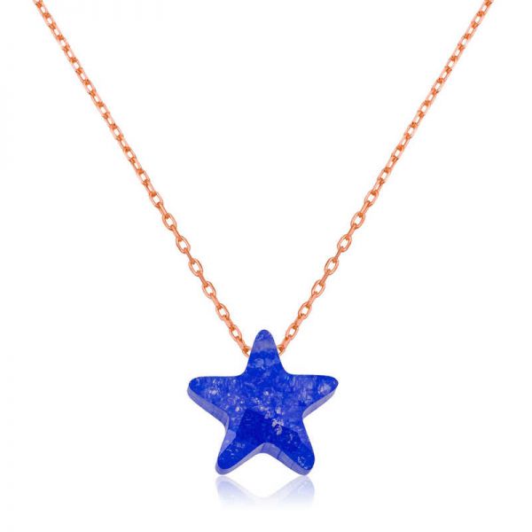 Gümüş Mavi Yıldız Bayan Kolye