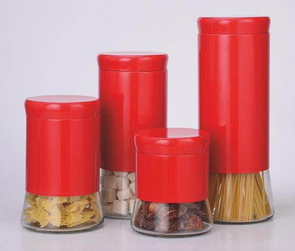 Schäfer Cam Kavanoz Seti 4 Parça Kırmızı