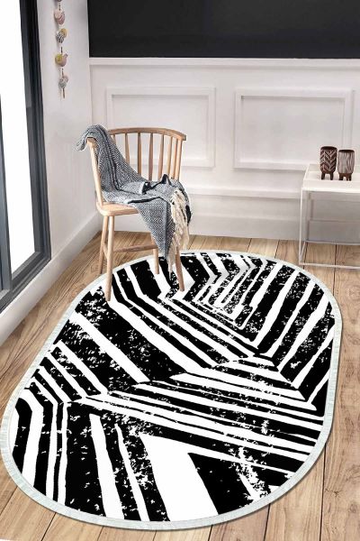 Birkilim Oval Yıkanabilir İpeksi Kaymaz Taban Dekoratif Halı | MLN-IP-O-HS-560