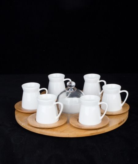 Bambu Tepsili 6 Li Kahve Set