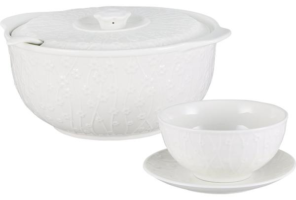 Bavary Fas 15 Parça Porselen Çorba Seti | Beyaz | 6 Kişilik | B7