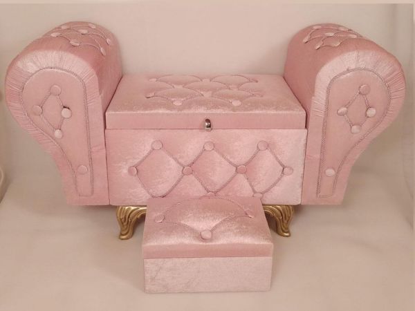 Fauteuil matelassé Swan Leg 2-Set Dot Chest Powder