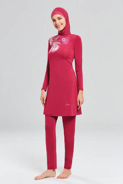 Tesmay 0232-19 Mürdüm Tam Kapalı Tesettür Mayo