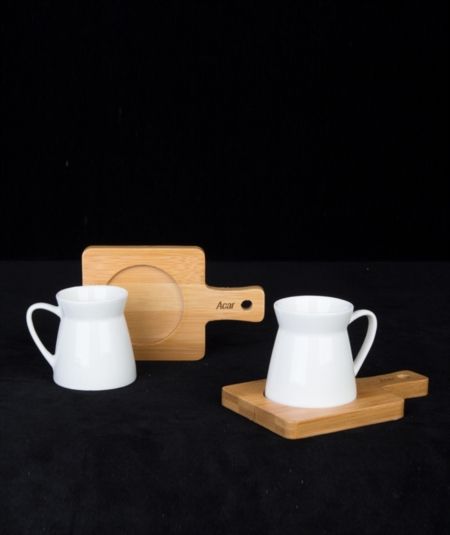 Acar | Bambu Sunumlu 2 Kişilik Fincan Seti