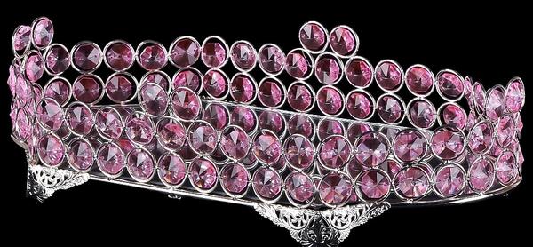 Dekonaz Lüks Kristal Dekoratif El Yapımı Servis Tabağı | Pembe