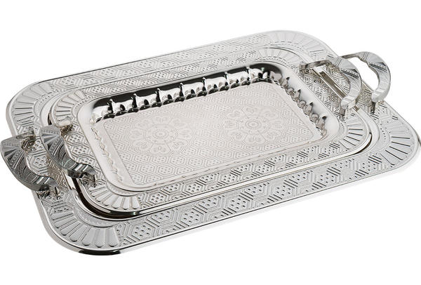 Bavary İkili Elegance Tepsi Yüksek Kalite | Gümüş | By-2221L-2s-mh65