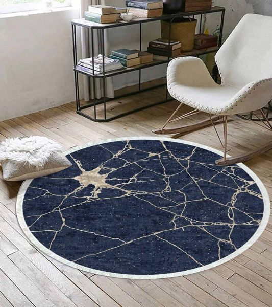 Birkilim Yuvarlak Yıkanabilir Dekoratif Halı İpeksi Kaymaz Taban | MLN-IP-YU-HT-259