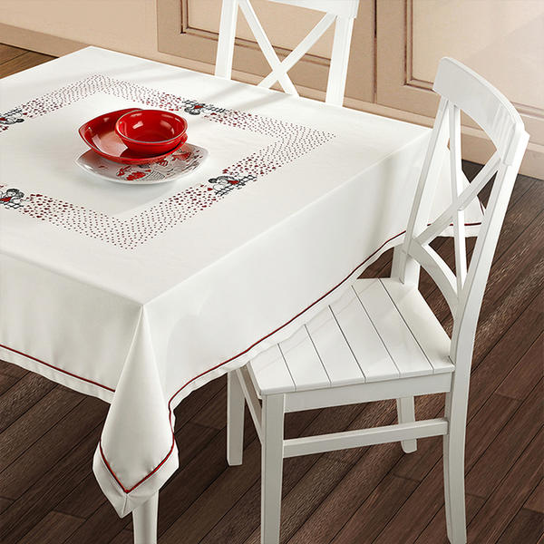 مفرش طاولة مزين وبيكولو من كيراميرا 140 × 140 سم | ك +