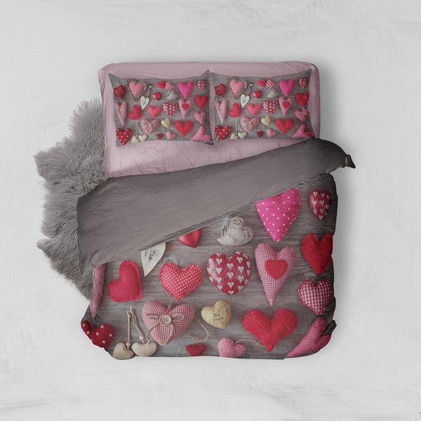 Ensemble de housse de couette simple 3D Minteks - Coeur