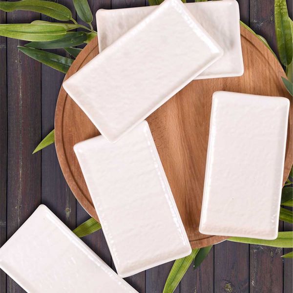 Mat Kırık Beyaz Doğaltaş Kayık Tabak 15 Cm 6 Adet | Keramika