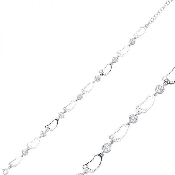 Gümüş Ayak İzi Bayan Bileklik