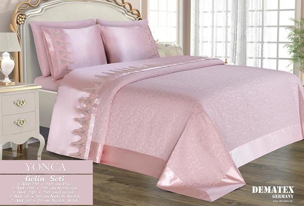 Dematex Gelin Seti Yonca | Pike ve Nevresim Takımı | Pembe
