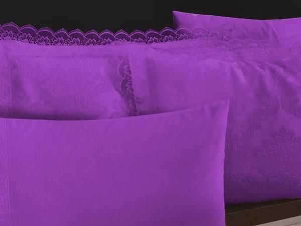 Fransız Dantelli Lalezar Gelin Seti 7 Parça Mürdüm