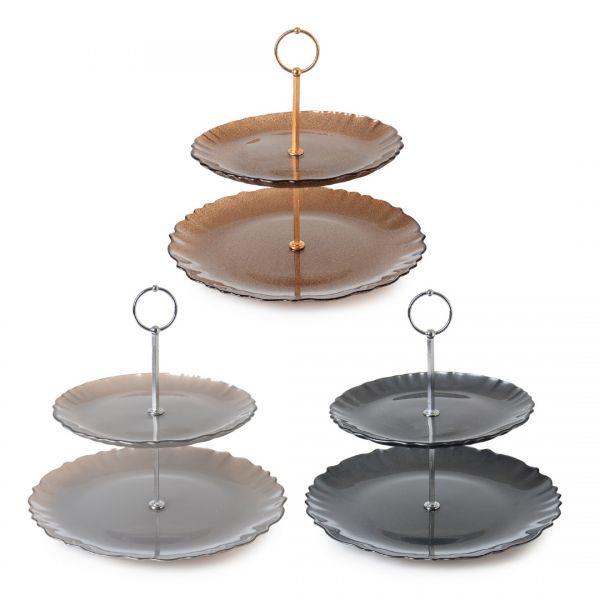 İpek | Elanor Simli Kahve 2 Katlı Kurabiyelik 21-28 cm | 16502/16503