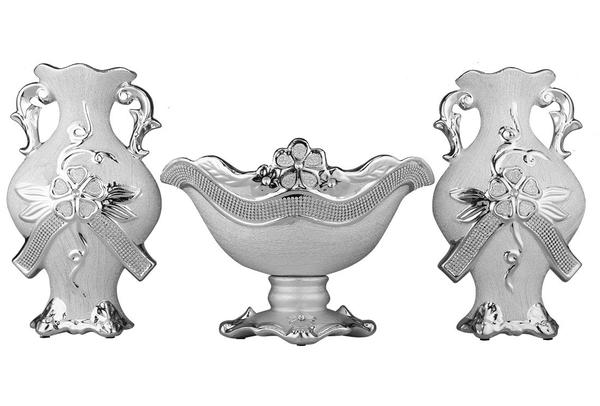 Almina 3'lü Dekoratif Biblo | Gümüş | Al-4724-s