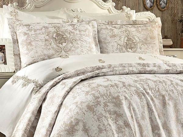 Sultan Çift Kişilik Nevresimli Yatak Örtüsü Cappucino