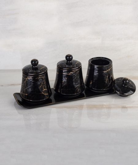 Porselen Tespili 3 Lü Büyük Boy Baharat Set