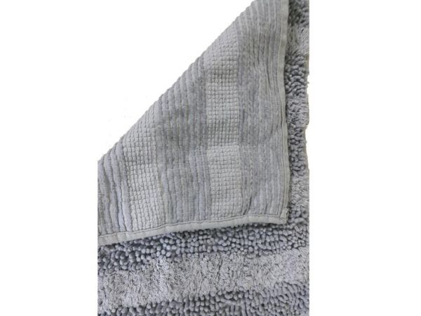 Ensemble de 2 tapis de bain ovales en coton à rayures Poudre