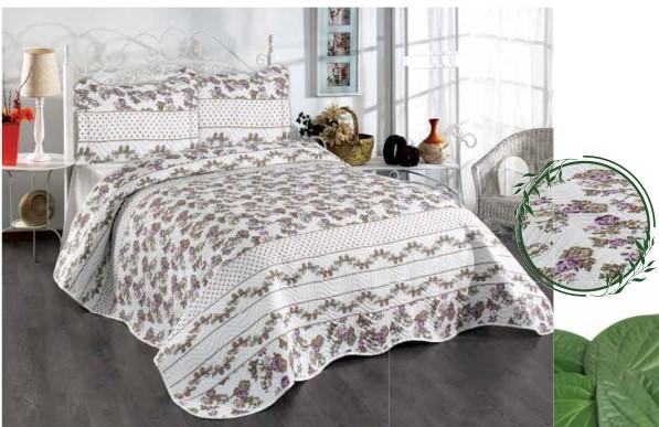 Belenay Baskılı Tek Kişilik Kapitone Yatak Örtüsü -Vintage Krem