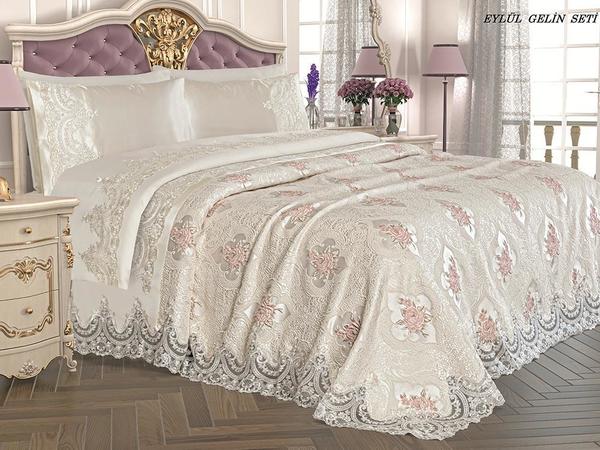 Fransız Güpürlü Eylül Gelin Seti Krem