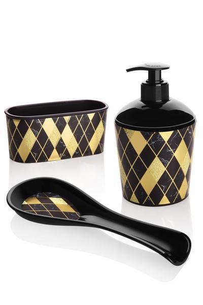 طقم مطبخ مذهب أكريليك فاخر مكون من 3 قطع