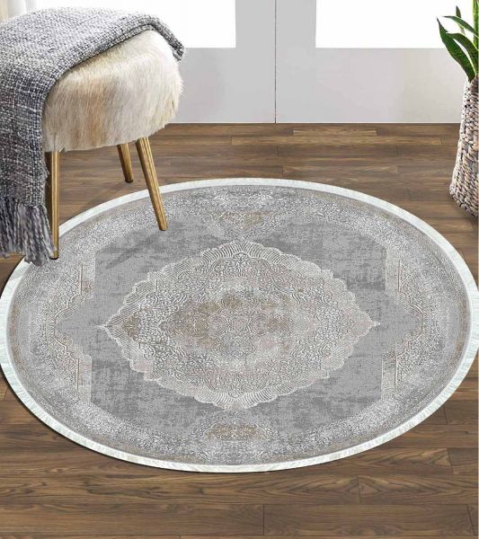 Birkilim Yuvarlak Yıkanabilir Dekoratif Halı İpeksi Kaymaz Taban | MLN-IP-YU-HY-952