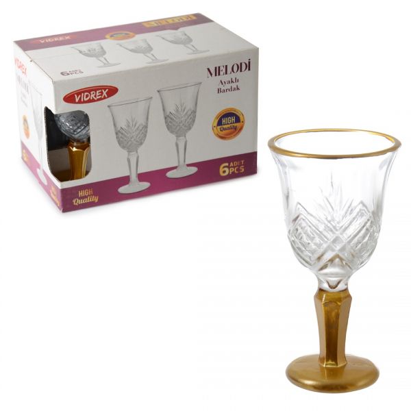 İpek Züccaciye | Melodi 6 Adet Yaldızlı Ayaklı Bardak 50 cc