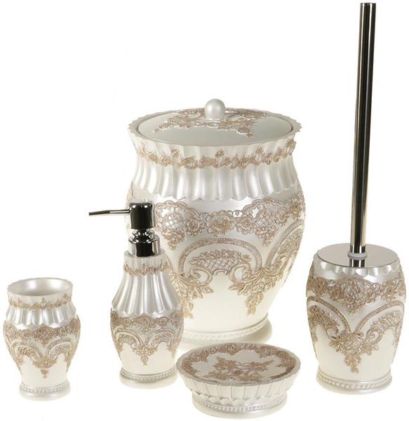 Fugurato banyo seti 5 parca beyaz - kahverengi