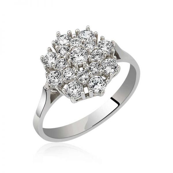 ?Gümüş Çiçek Desenli Bayan Yüzük