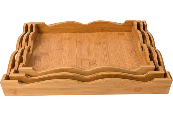 Dekonaz 3'lü Bambu Tepsi Seti | Küçük-Orta-Büyük Boy | By-bambooset-a