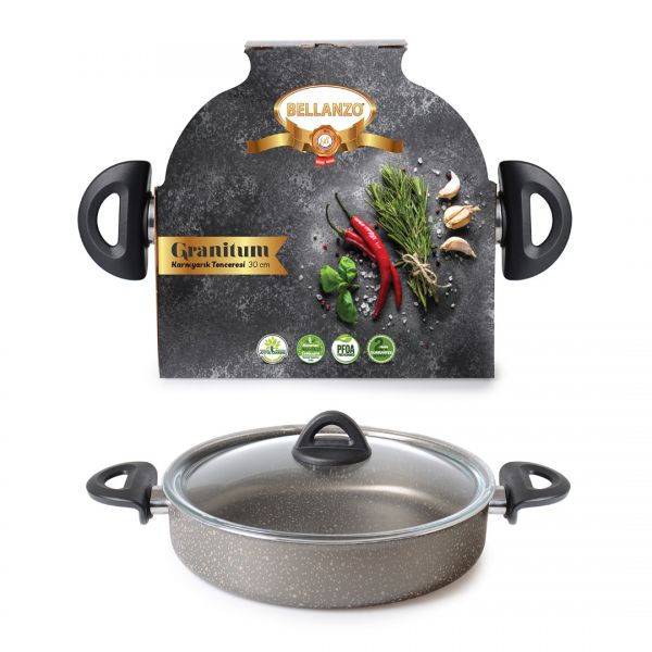 İpek Züccaciye | 2.7 mm Granit Efekt Belanzo 30 cm Karnıyarık Tenceresi