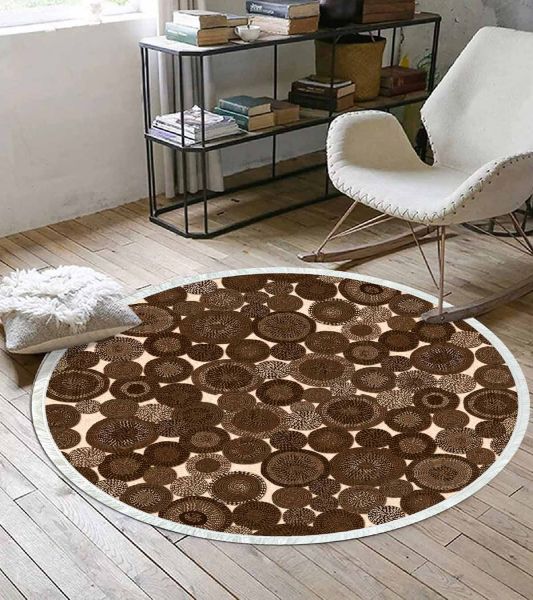 Birkilim Yuvarlak Yıkanabilir Dekoratif Halı İpeksi Kaymaz Taban | MLN-IP-YU-SD-363